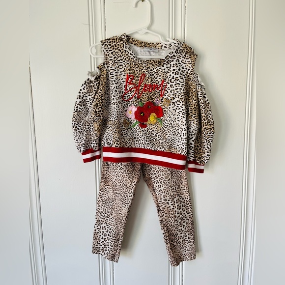 MonnaLisa Other - MonnaLisa Girls size 6 leopard 2 piece outfit RETAILS $214.50